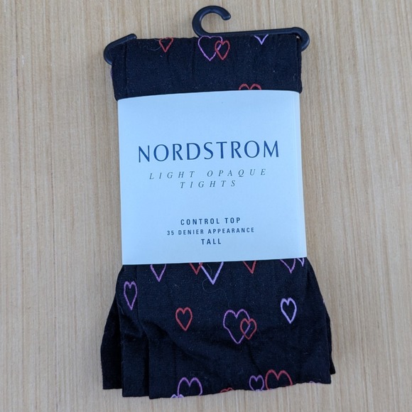 NWT Nordstrom Tights Light Opaque Hearts Control Top Tall - Picture 1 of 3